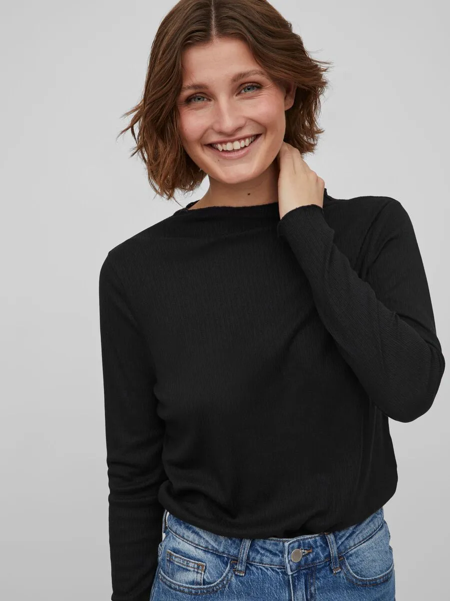 Ania Funnel Neck Top (Black)