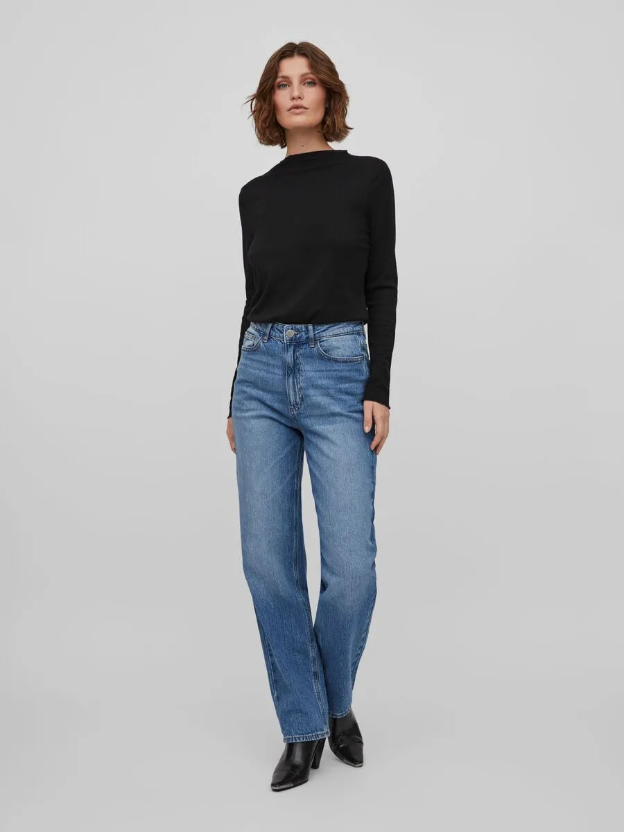 Ania Funnel Neck Top (Black)