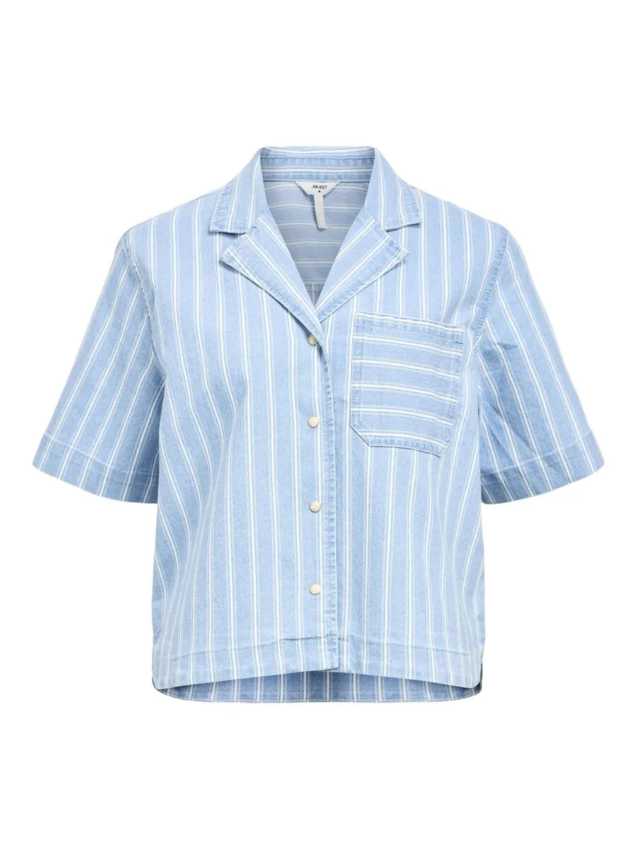 Celeste Denim Shirt (Light Blue/White Stripe)