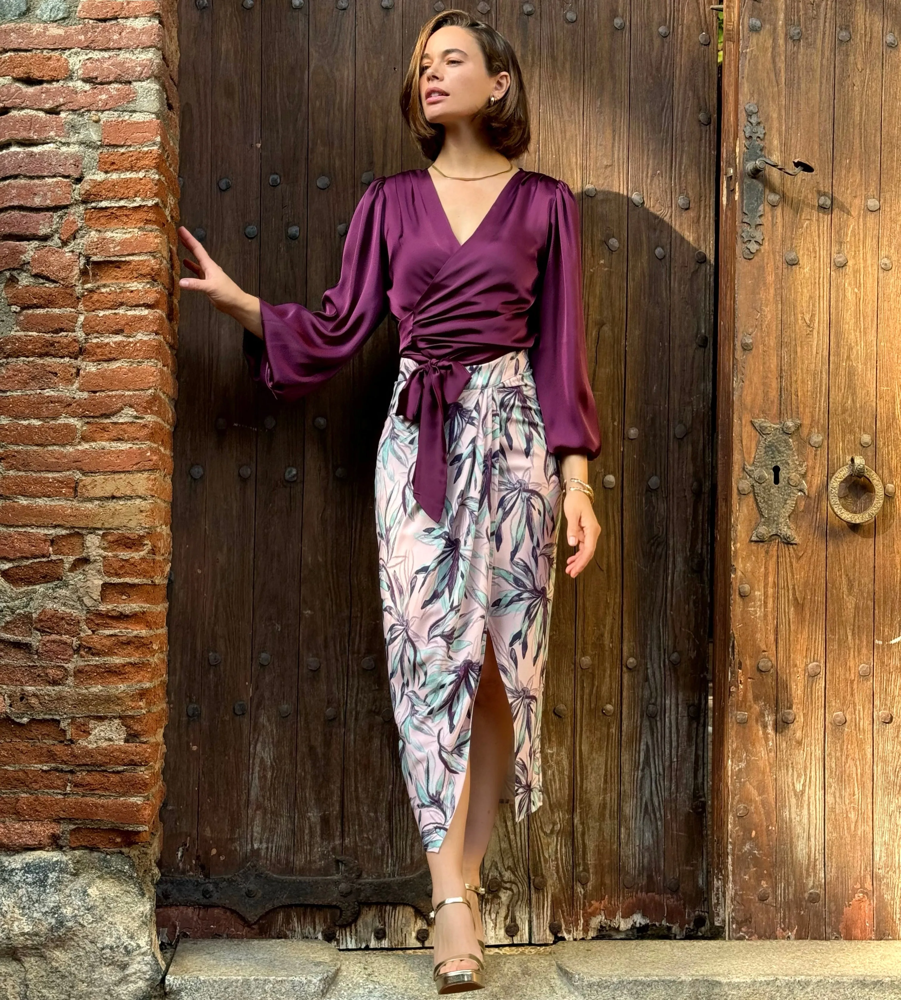 Esmeralda Midi Skirt (Pink/Green)