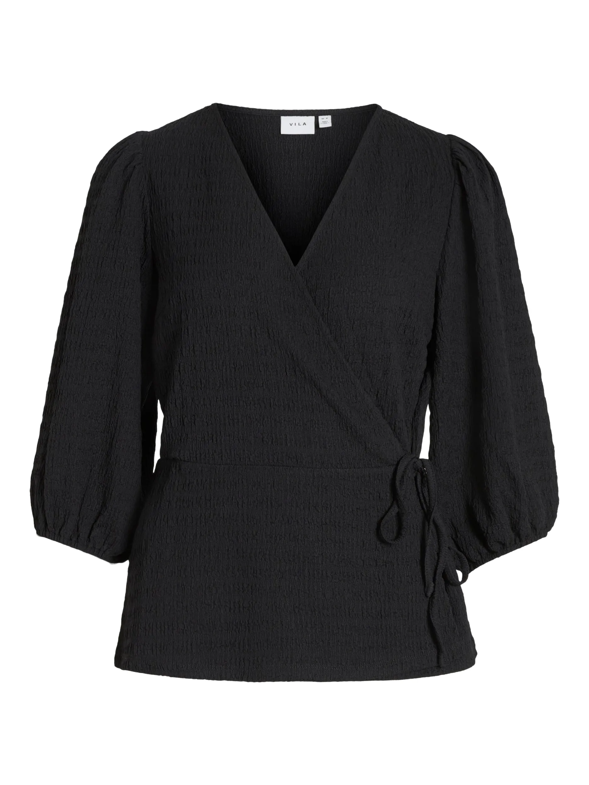 LYNN 3/4 WRAP TOP (BLACK)