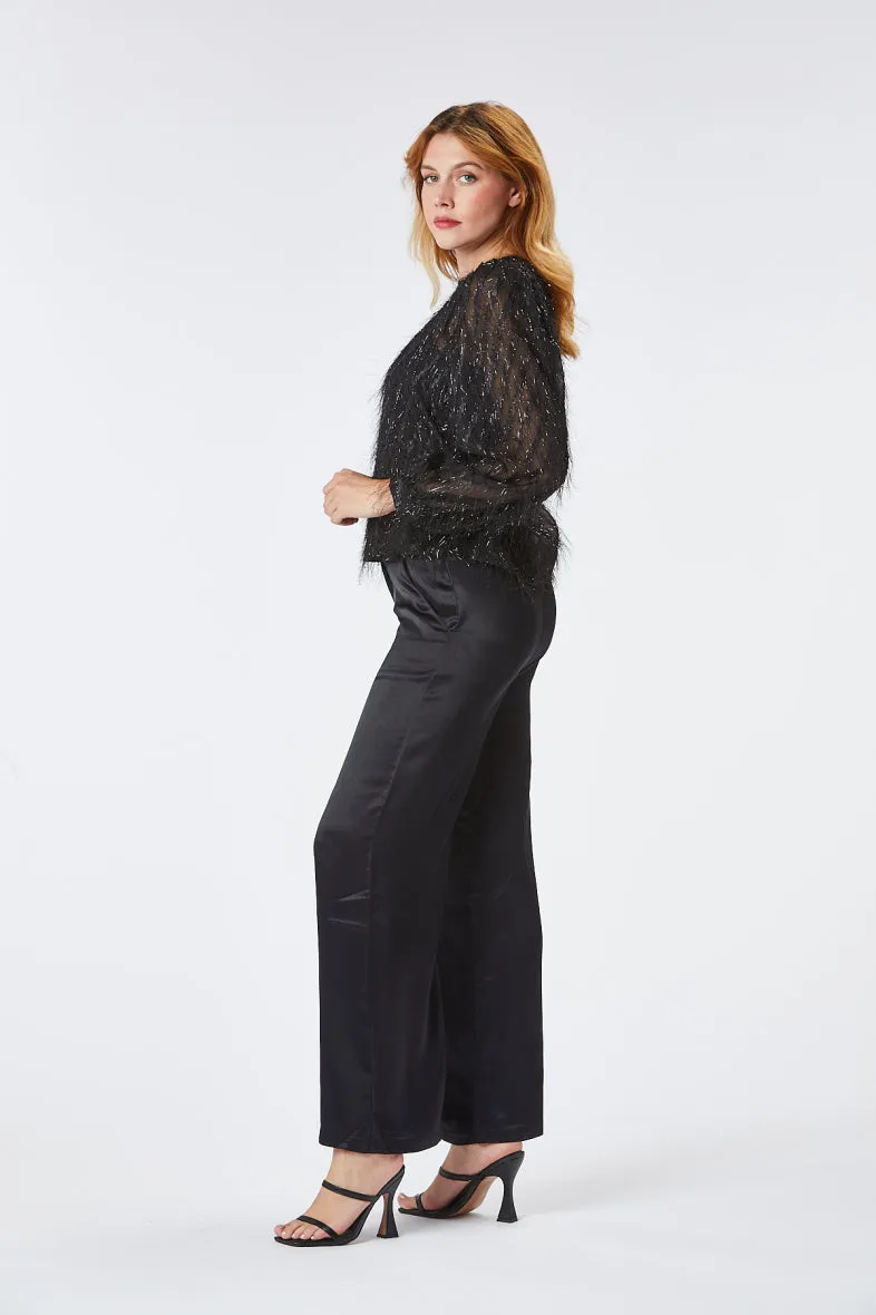 Maden Long Sleeve Striped Blouse (Black)