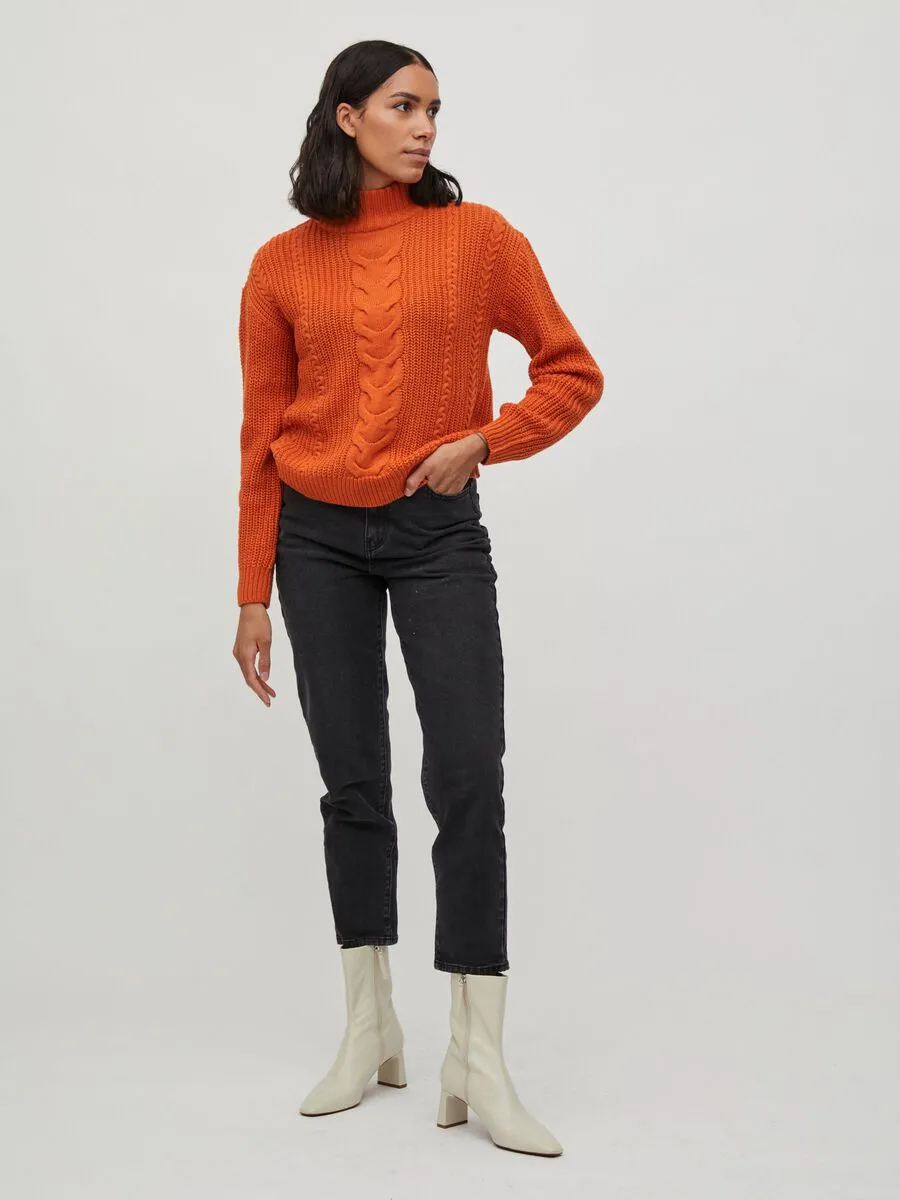 Vioa High Neck Jumper (Burnt Orange)